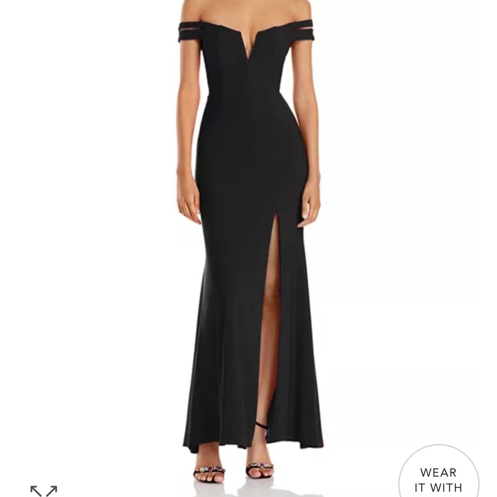 Aqua Off-the-shoulder Gown from Bloomingdale’s